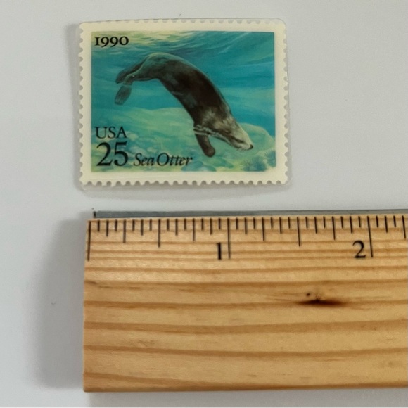 Vintage Sea Otter Stamp Blue Green Size 1-1/2” - Picture 2 of 4
